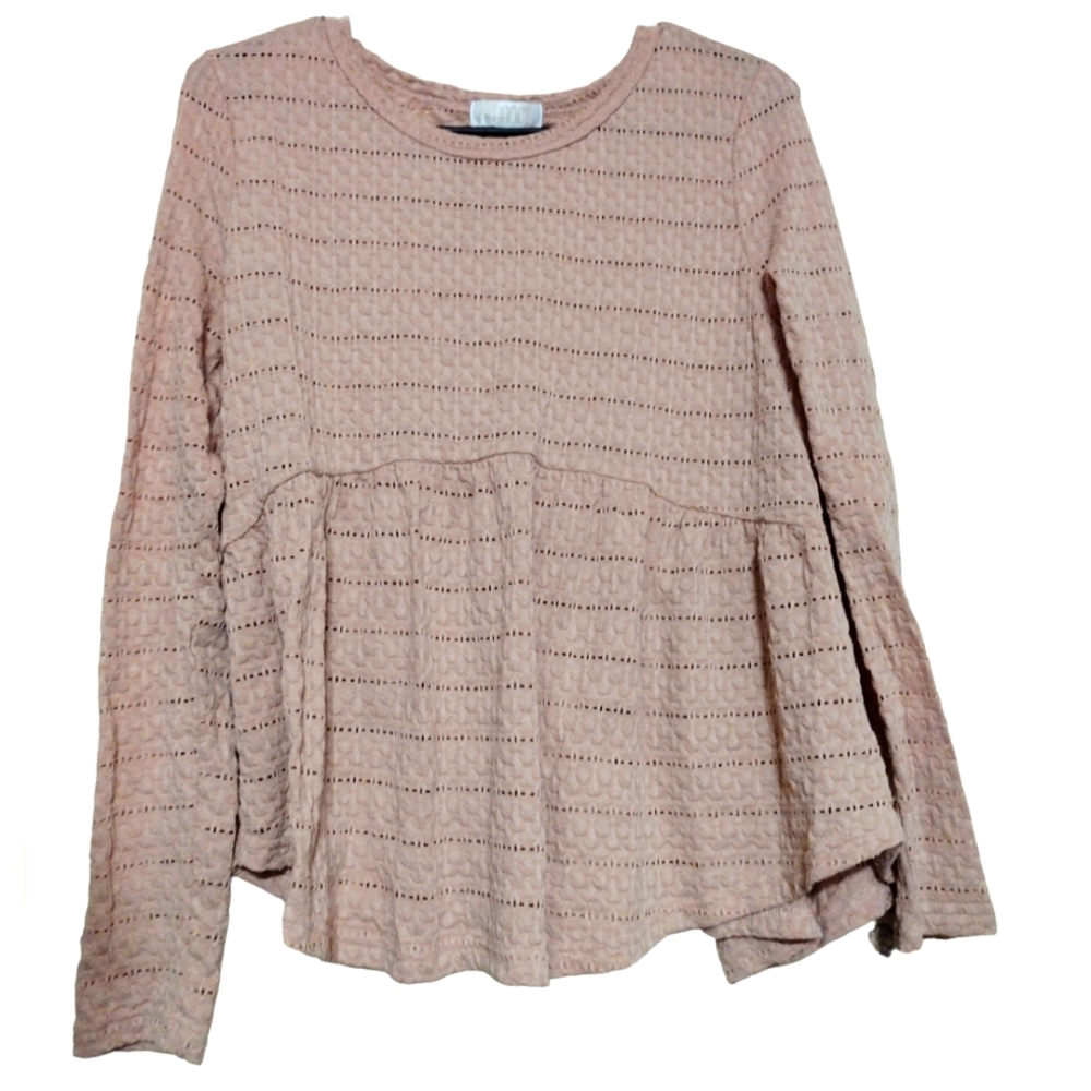 Chance Pastel Pink Long Sleeve Shirt with Ruffled Bottom